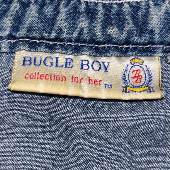 VTG Bugle Boy Snap Up Denim Mini Dress Sleeveless Scoop Neck 90’s Y2K Women’s 12 - Picture 5 of 7